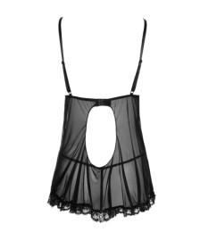 Nuisette en résille et dentelle noire avec string - R2740796